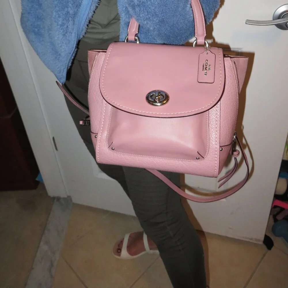 Coach Faye Leather Small Backpack Dusty Rose Leather